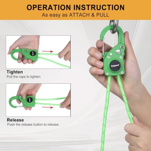 Ayaport Rope Tie Down Ratchet with Carabiner Clip 1/4" x 12', 4pcs - Image 5