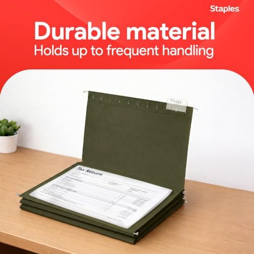Staples Hanging File Folders, Letter Size, 1/5-Cut Tabs, Green, 50/Pk - Image 6