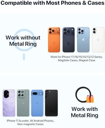 miracase for MagSafe Car Mount【Strong Magnets】 Magnetic Phone Holder for Dashboard，360 Adjustable Car Phone Holder, Compatible with Garmin GPS iPhone Android and All Smartphones, Black - Image 4