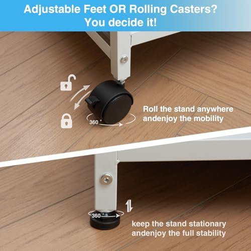 Lauren&Harold 34'' Printer Stand with Power Outlets & USB Ports Grey/White - Image 5