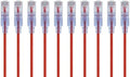 Monoprice Cat6A Ethernet Patch Cable - 10-Pack, Snagless RJ45, 550Mhz, 10G, UTP, Pure Bare Copper Wire, 30AWG, 0.5 Feet, Red - SlimRun Series by Monoprice