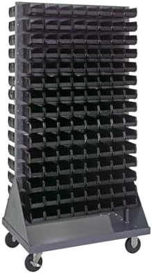 Quantum Storage Systems QMD-36H-220BK Mobile Double Sided Gray Louvered Rack System with Bins, 36" L x 25" W 72" H, Black by QuantumStorageSystems