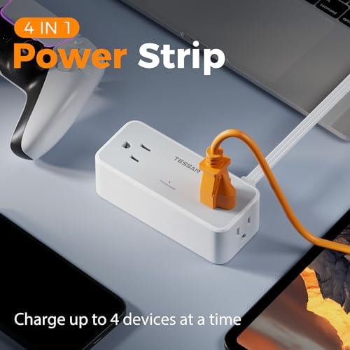 TESSAN Extension Cord 10 FT, Power Strip with 900J Surge Protection, Grey - Image 4