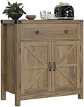 HOSTACK Kitchen Storage Cabinet, Farmhouse Coffee Bar Cabinet, Rustic Brown by HOSTACK