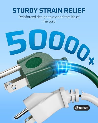 DEWENWILS 12FT (3'+3' *3) Outdoor Extension Cord, 1 to 3 Splitter, Green - Image 5