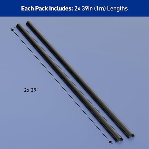 D-Line Half Round Cord Hider, Patented Cable Cover, Hide TV Wall Mount Wires, Raceway for Cords, Decorative Wire Covers, Paintable, Adhesive Cable Concealer - 2X 1.18in W x 0.59in H x 39in L - Black - Image 4