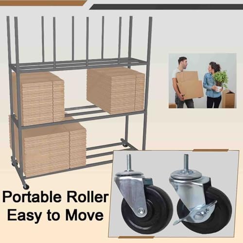 Commercial Carton Storage Rack Cartons Cart, Large Portable Cardboard Stand with Casters Wheels, for Warehouse/Shipping Station Hold Broken Down Boxes(Hold 140-200 Pcs) - Image 4