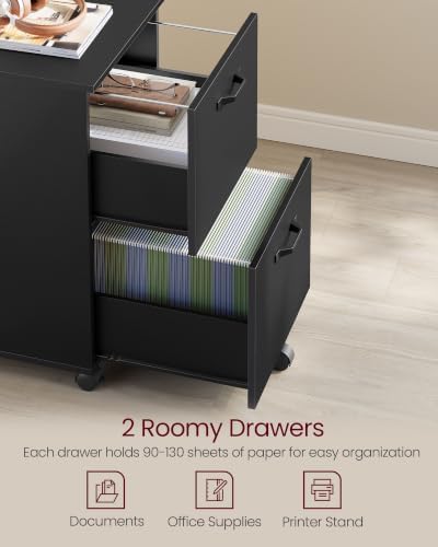 VASAGLE 2-Drawer File Cabinet, Small Rolling Filing Cabinet - Image 4