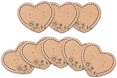 Grenali 100 Brown Heart Shape Earring Display Cards, Kraft Paper Jewelry Cards, 1.96"x1.6" (Pack of 100) by Unknown