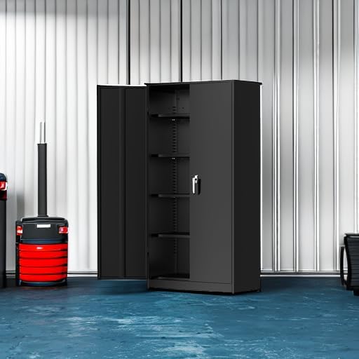 Greenvelly Metal Storage Cabinets 72” Black Garage Steel Storage Cabinet - Image 5