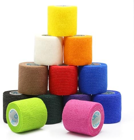 OK TAPE 12 Rolls Self Adhesive Bandage Wrap, Cohesive Elastic Athletic Tape by OKTAPE