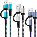 USB C to C Cable, 3 Pack 6ft Fast Charging Cord, 2-in-1 USB-A/C to C Cable by QQLIKE