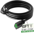 POWGRN 10FT 14/3 Black Flat Plug Extension Cord, Low Profile Indoor by POWGRN
