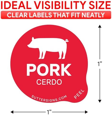 Pork Food Labels 500pcs 1" Dot Bold Sticker Labels - Image 2