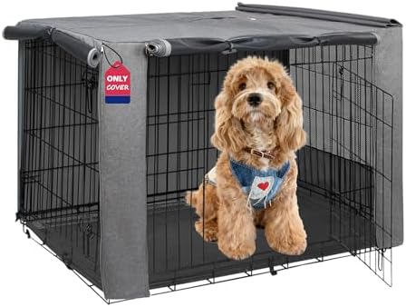 HiCaptain 30-Inch Dog Crate Cover with Mesh, Waterproof Kennel Cover, Grey by HiCaptain