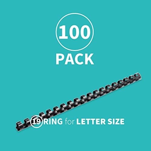 Binditek Plastic Binding Comb Spines, 1/2 Inch, 19 Ring, Black, 100 Pack - Image 2