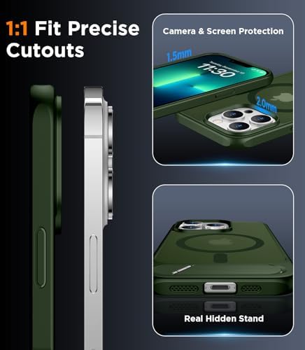 Temdan Magnetic Compatible with iPhone 13 Pro Max Case, [Built-in Invisible Kickstand][Compatible with MagSafe][Military Grade Shockproof] Slim Translucent Matte Phone Case for iPhone 13 Pro Max 6.7" - Image 6