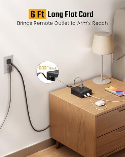 SUPERDANNY Extension Cord,Flat Plug Surge Protector Power Strip,6Ft - Image 2