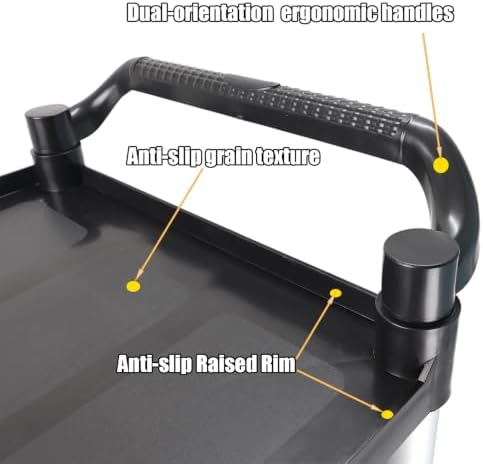 3-Tier Rolling Utility Cart with 4 Lockable Wheels, Heavy Duty Plastic Service Cart with 540lbs Capacity, Commercial Service Cart on Wheels for Restaurant/Office/Warehouse/Kitchen/School, Black - Image 3