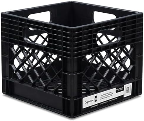 ORGANIZE-IT! 4 Pack Storage Milk Crate, Heavy-Duty Versatile Box, Black - Image 6