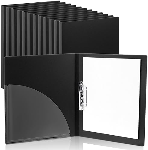 Teling 12 Pack Punchless Clamp Binder Folders, Black by Teling