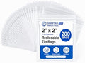 2x2 Bead Bags for Coins and Buttons (200 Count) - 2 Mil Clear Zip Bags by SpartanIndustrial