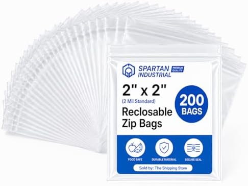 2x2 Bead Bags for Coins and Buttons (200 Count) - 2 Mil Clear Zip Bags by SpartanIndustrial