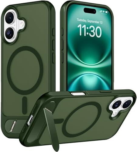 Temdan Magnetic Compatible with iPhone 16 Plus Case, [Built-in Invisible Kickstand][Compatible with MagSafe][Military Grade Shockproof] Slim Translucent Matte Phone Case for iPhone 16 Plus 6.7" by Temdan