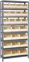 QUANTUM STORAGE SYSTEMS 2475-483485IV Solid Heavy Duty 8 Shelves 75" H x 36" W x 24" D with 24 Ivory Bins Multi-Sizes by QuantumStorageSystems