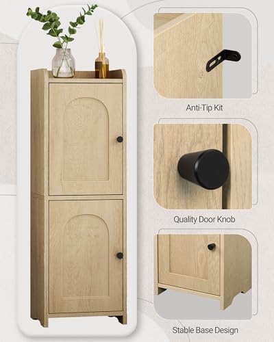 Hzuaneri Bathroom Storage Cabinet, Small Corner Floor Cabinet with 2 Doors - Image 6