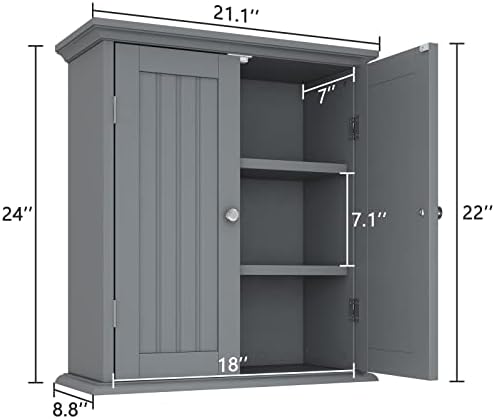 ChooChoo Bathroom Wall Cabinet with 2 Doors, Over The Toilet - Image 3