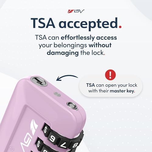 TSA Accepted Luggage Travel Lock, Set-Your-Own Combination Lock for School Gym Locker, Luggage Suitcase Baggage Locks, Filing Cabinets, Toolbox, Case (Purple, 1 Pack) - Image 3