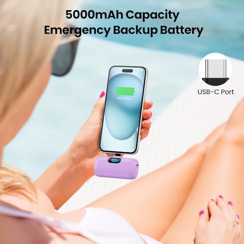 Mini Portable Charger USB C Power Bank,Upgraded 5000mAh PD Fast Charging Battery Pack Built-in USB-C Connector Travel Essential for iPhone17/17Pro/17Pro Max/Air/16 Plus/16Pro Max/15 Series,Android etc - Image 7