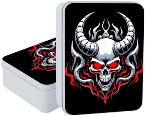 Small Metal Tins Box-4.7" x3.5"x1.6" Rectangular Empty Storage Box With Lid Decorative Organizer Storage Tin Case For Office/Cookie/Candy/Jewelry/Photo/Letter-Cow Skull by Unknown