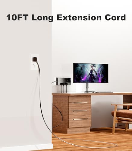 Surge Protector Power Strip 4800J, LeZone 10Ft Long Extension Cord Flat Plug, 20 Outlets 4 USB-A 4 USB-C Ports, Wall Mountable, Home Office Dorm Essentials, Black - Image 5
