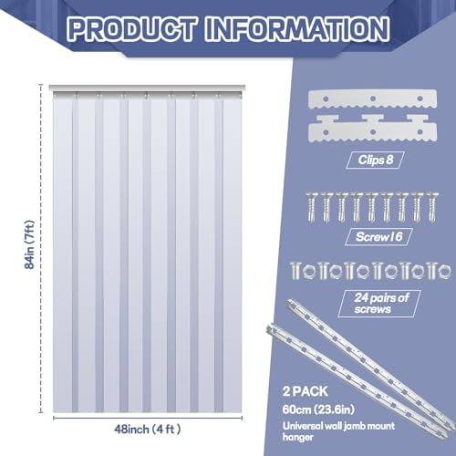 Juexica 48 X 84 Inch Clear Freezer Door Curtain Plastic Strips - Image 2