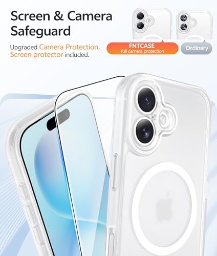 FNTCASE for iPhone 16 Plus Case, Fit for Magsafe, Screen Protector, White - Image 4
