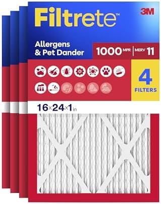 Filtrete 16x24x1 Air Filter, MERV 11, MPR 1000, 4 HVAC Filters by Filtrete