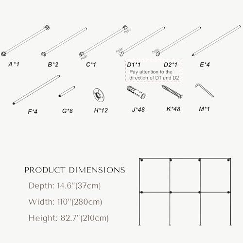 Industrial Pipe Clothing Rack, Wall Mounted Clothes Rack, 110", 6 Rods - Image 6