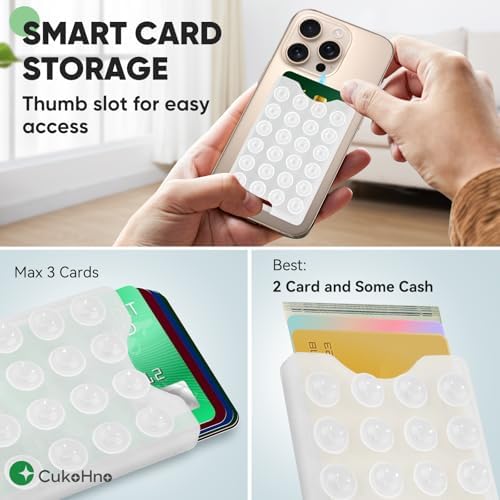 Suction Phone Card Holder Adhesive Mount,Up to 3 Cards,Transparent - Image 2