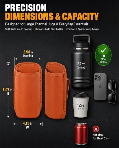 Leather Car Door Cup Holder Clip on Extra Large Drink Organizer 2 Pack - Image 6