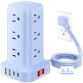 Extension Cord with Multiple Outlets, SMALLRT Power Strip Tower, Outlet Extender with 12 AC Outlets 4 USB, 6.5FT Extension Cord for Home Dorm Room, Office Supplies, Blue by SMALLRT