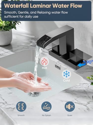 Cobbe Waterfall Bathroom Faucet, Matte Black 4 Inch Centerset 2 or 3 Hole - Image 2
