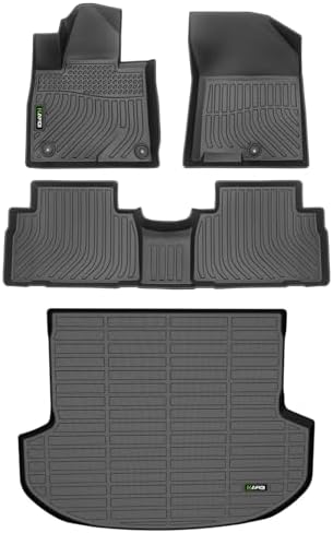 HAFIDI® Floor Mats & Cargo Liner Set Fit for 2019 2020 Hyundai Santa FE All Weather Protection TPE Anti-Slip Automotive Full Set Floor Liners Custom Accessories - Black by HAFIDI