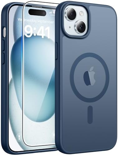 FNTCASE for iPhone 15/14/13 Case, Fit for Magsafe, Glass Screen Protector by FNTCASE