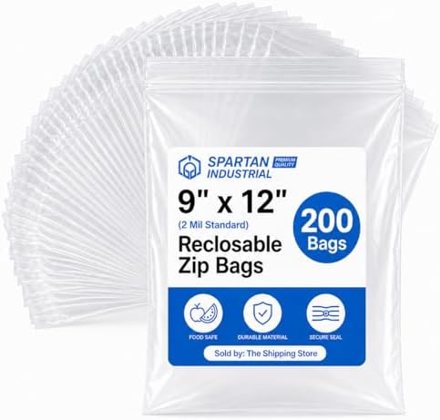 9” X 12” (200 Count) 2 Mil Clear Reclosable Zip Plastic Poly Bags by SpartanIndustrial