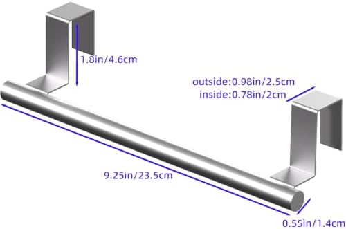 Cabinet Door Towel Bar, Kitchen Towel Holder, Silver, Single - Image 3
