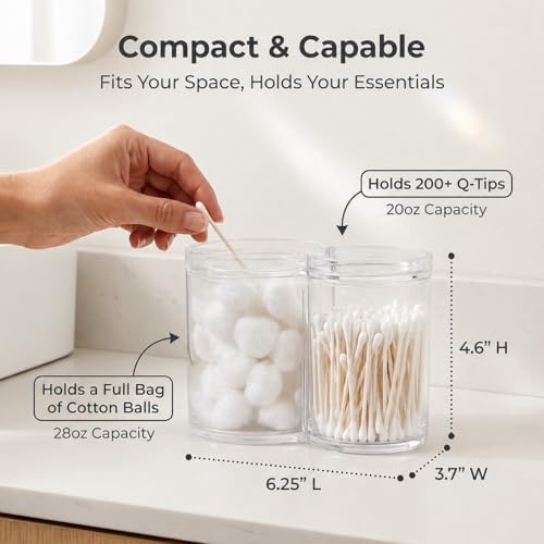 ForPro 28oz/20oz Clear Acrylic 2-Compartment Apothecary Jar with Lid - Image 3