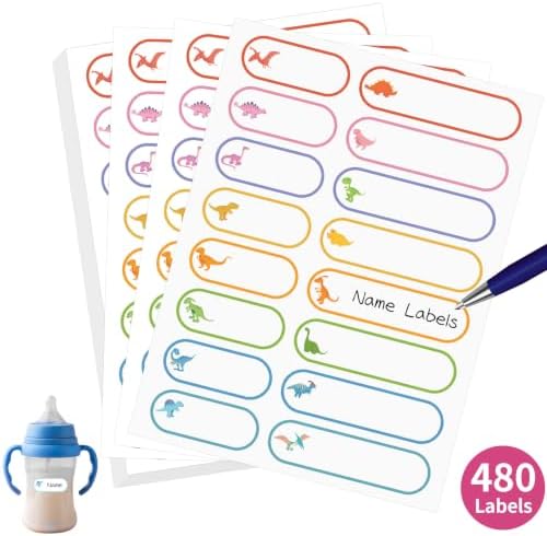 480 Pcs Waterproof Labels for Kids Stuff Daycare Name Bottle Essentials by MOWPOG