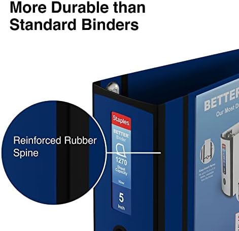 Staples Better 5-Inch D-Ring View Binder, Navy Blue, Reinforced Spine - Image 5